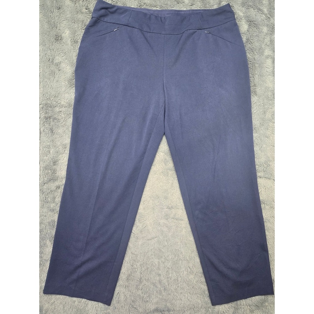 Investments Woman Navy Blue Pull On Dress Pants Plus Size 18WS Stretch Trousers